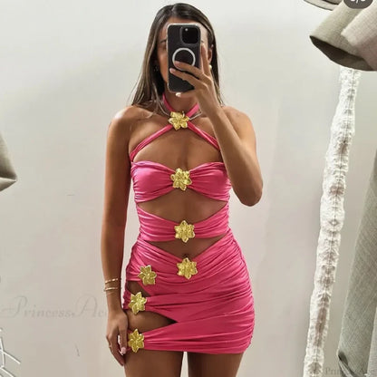 Floral Ruffle Push Up One-Piece Swimsuit Rose / S onepiece-250223