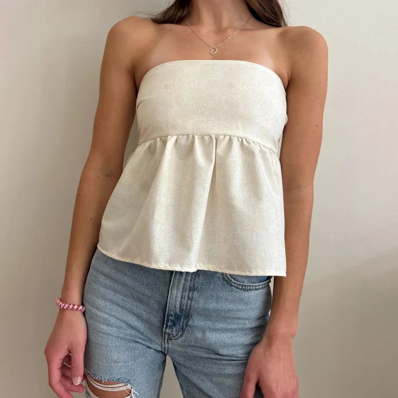 Floral Tie Backless Crop Top