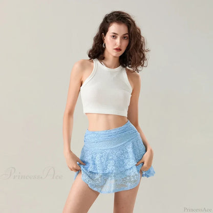 Flower Lace Layered Ruffle Skirt skirts-250223