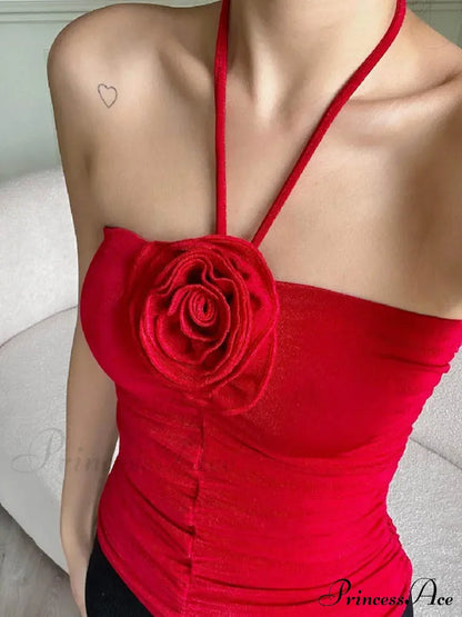 Flower Patchwork Halter Tubes Off Shoulder Backless Tank 2024 Sexy Women Ruched Black Mini Vests Top