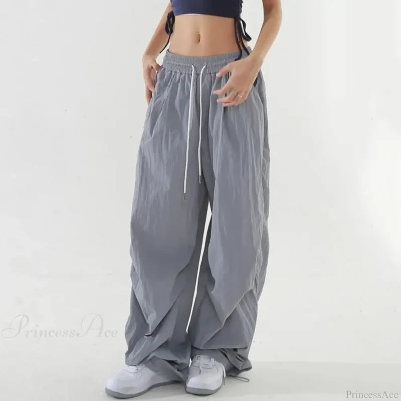 Fluorescent Drawstring Wide Leg Cargo Pant pant-250223