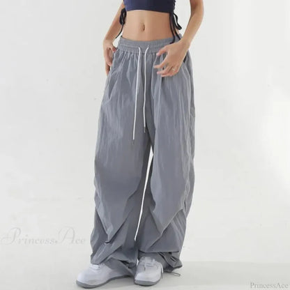 Fluorescent Drawstring Wide Leg Cargo Pant pant-250223
