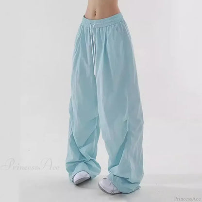 Fluorescent Drawstring Wide Leg Cargo Pant pant-250223