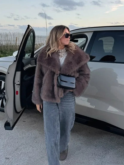 Fox Solid Fluffy Short Coat
