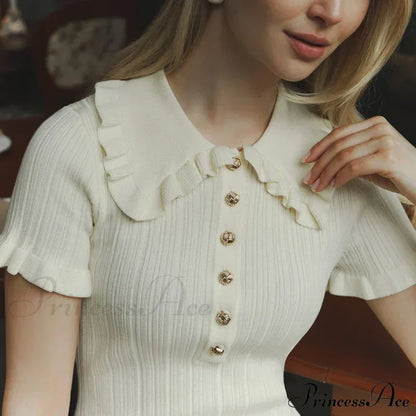 Frill Collar Short Charming Sleeve Mini Dress Women’s