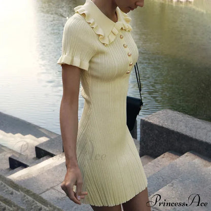 Frill Collar Short Charming Sleeve Mini Dress Women’s
