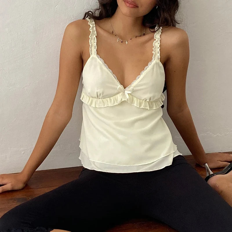 Frill Ruffle Square Crop Top