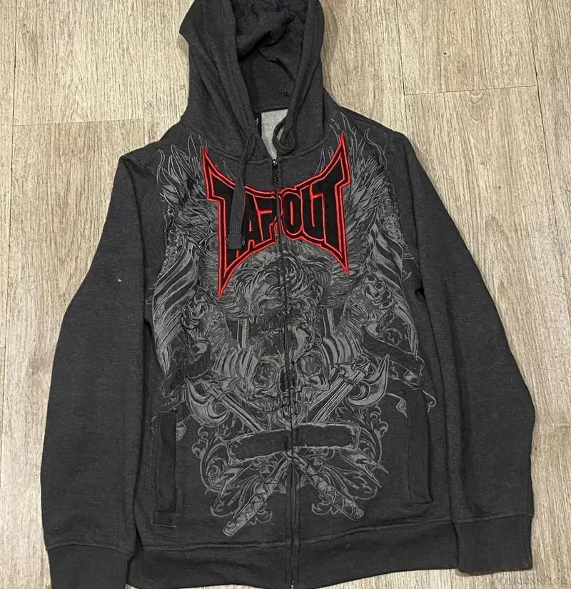 Gothic Letter Print Fall Hoodie black 2 / S