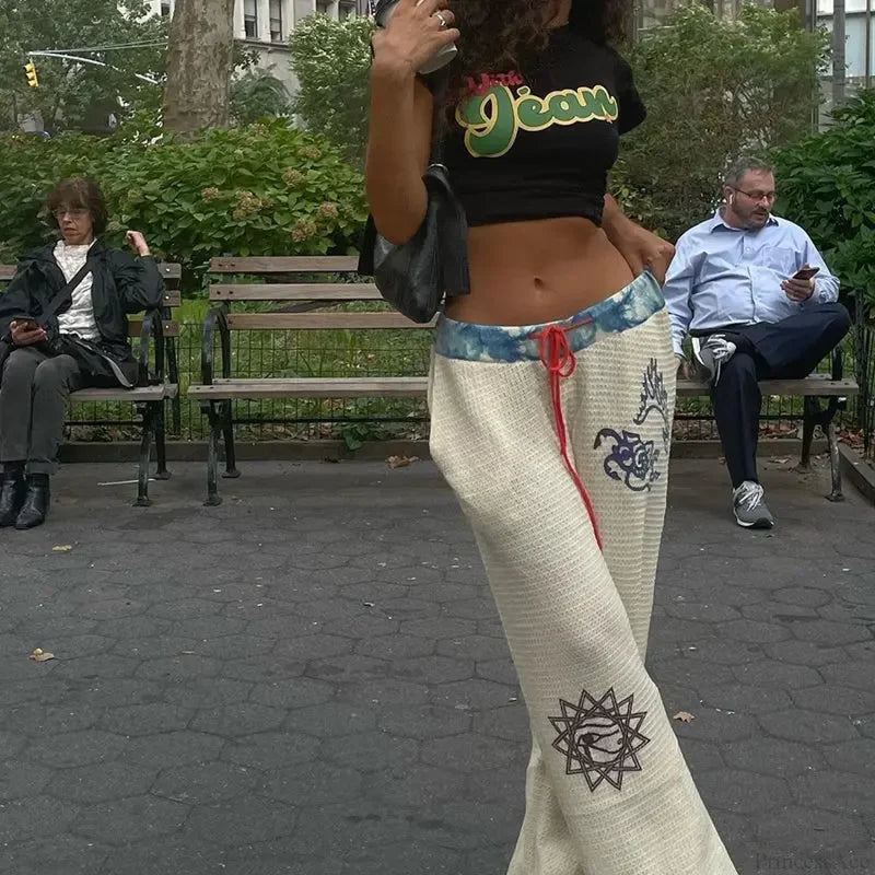 Gothic Print Y2K Women Grunge Pants