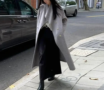Grey Wool Loose-Fit Fleece Overcoat GRAY / S