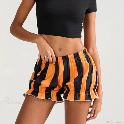 HalLoween Stripe Elastic Waist Short short-250223
