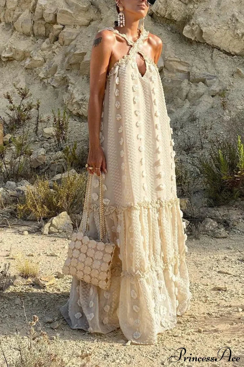 Halterneck Elegant Cake Dress White / S Dresses