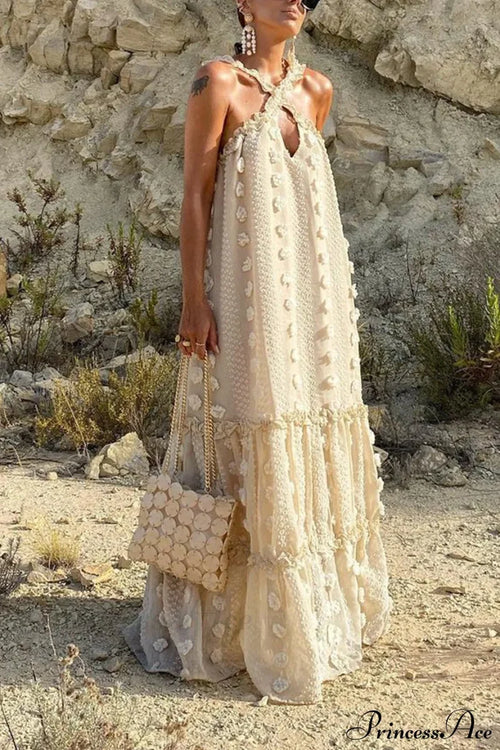 Halterneck Elegant Cake Dress White / S Dresses