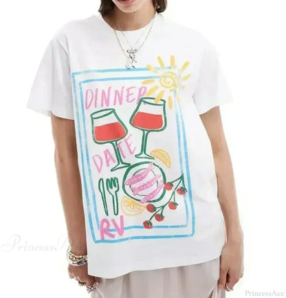 Harajuku Casual Summer Food T-shirt white6 / S t-shirt-250223