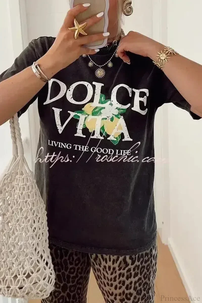 Harajuku Gothic Limoncello Graphic T-shirt black / S t-shirt-250223