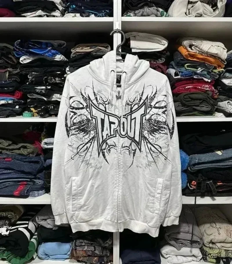 High-Quality Gothic Skull Print Hoodie white 1 / S