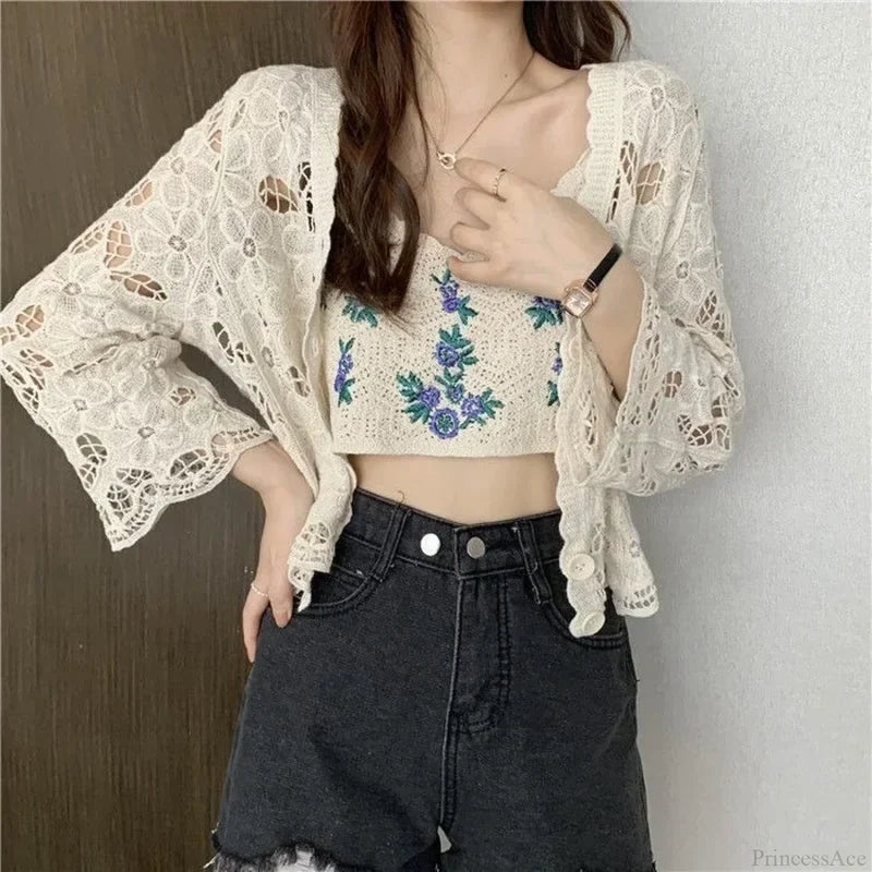 Hollow Out Elegant Long Sleeve Shrug Cardigan cardiagn-250126