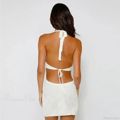 Hollow Out Knitted Slim Vacation Dress vacationdress-250223