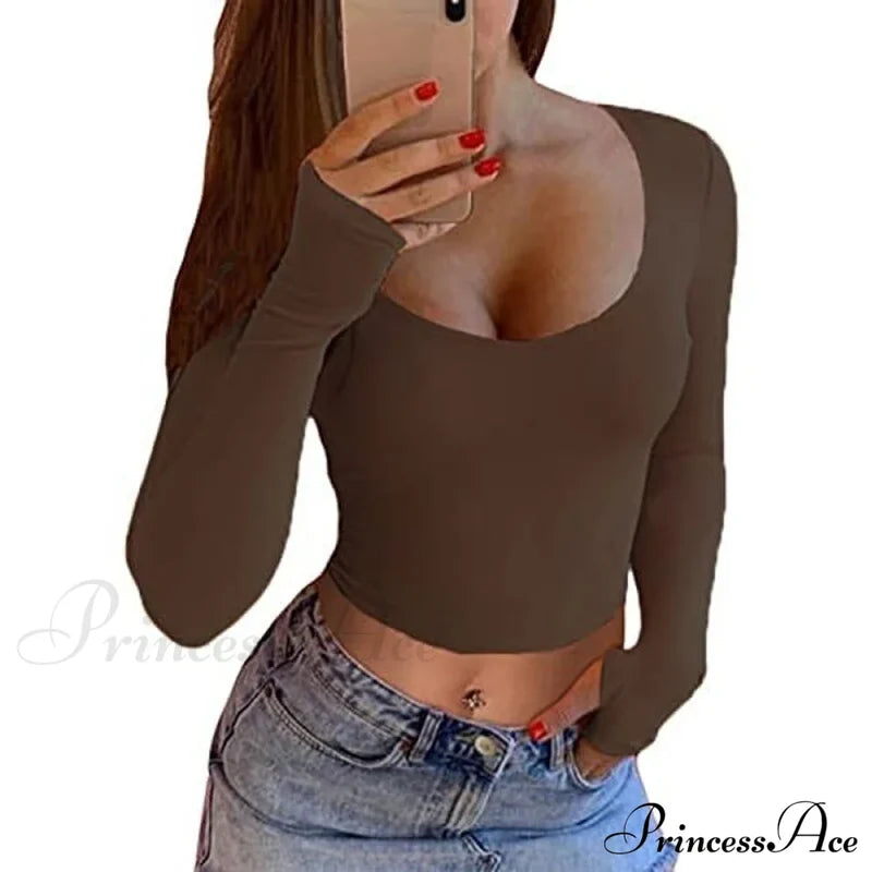 Hot Pink Crop Tops Brown / S