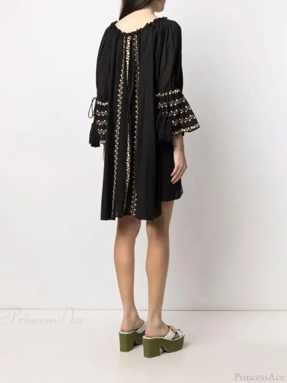 Irregular Backless Embroidery Beach Boho Dress bohodress-250126