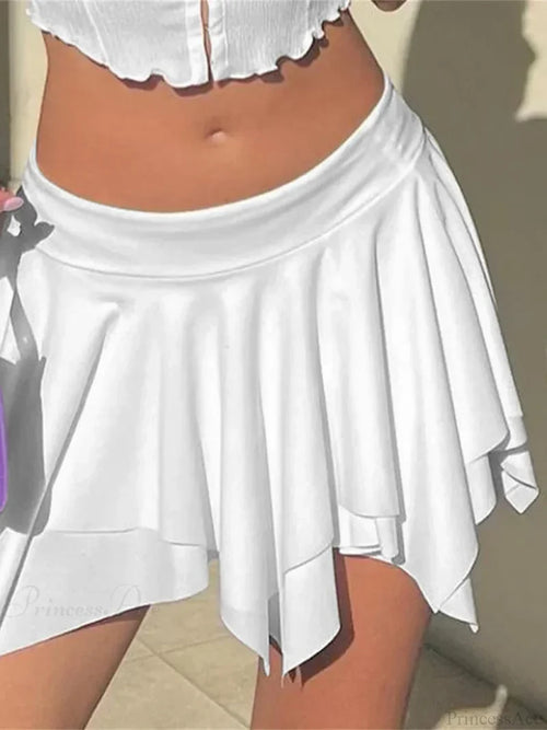 Irregular Low Waist Pleated Skirt WHITE / S skirts-250223