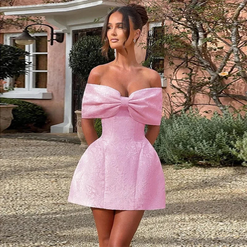 Jacquard Waist Wrap A-line Vacation Dress vacationdress-250223