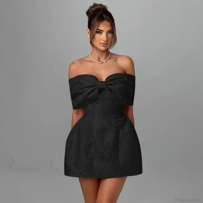 Jacquard Waist Wrap A-line Vacation Dress Black / S vacationdress-250223
