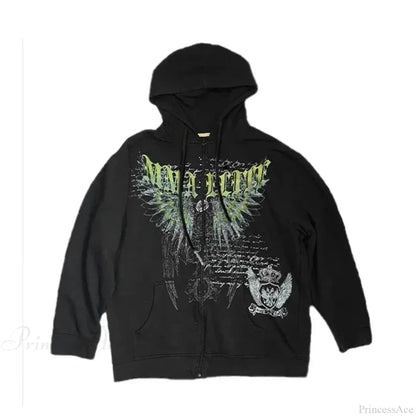 Kawaii Manga Streetwear Hoodie black 7 / S