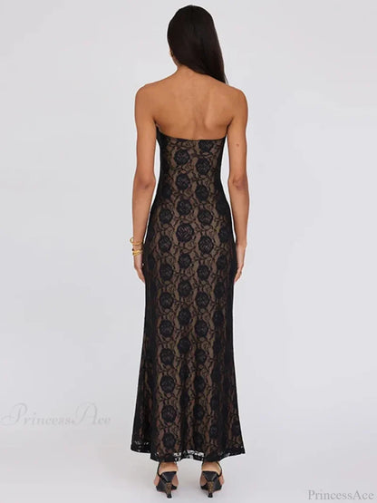 Lace Party Strapless Bodycon Long Floral Dress floraldress-250126