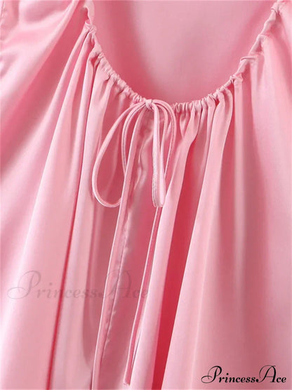 Lace Patchwork Ruched Vintage Sleeveless Strap Backless Mini Dress