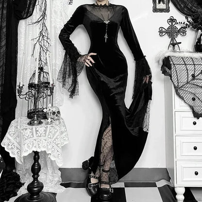 Lace Patchwork Transparent Maxi Dress