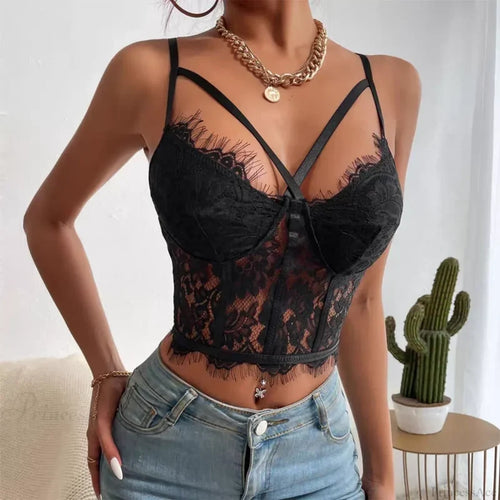 Lace Perspective Spice Girls Halter Corset Top croptop-250126
