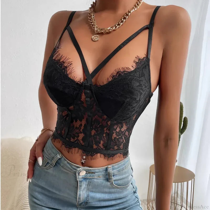 Lace Perspective Spice Girls Halter Corset Top croptop-250126