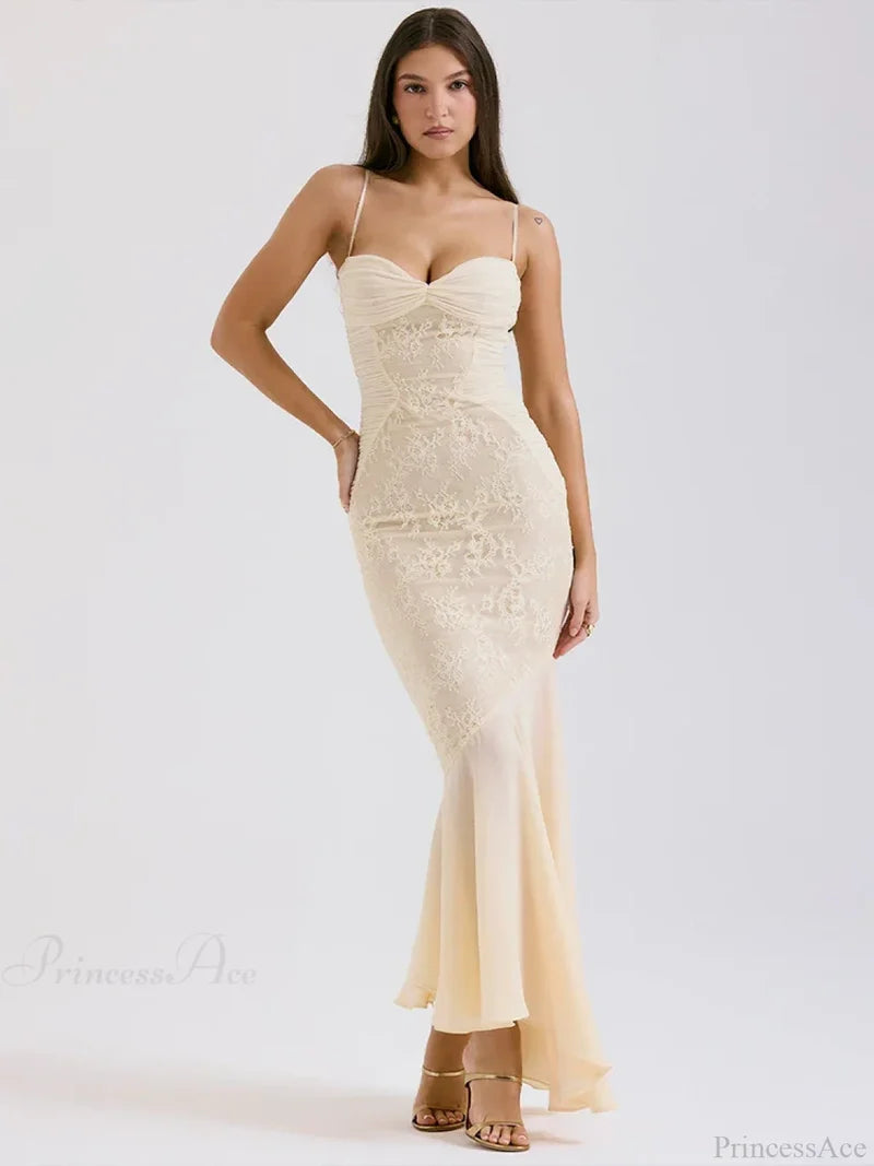 Lace Pleated Slim Bodycon Mermaid Vacation Dress vacationdress-250223