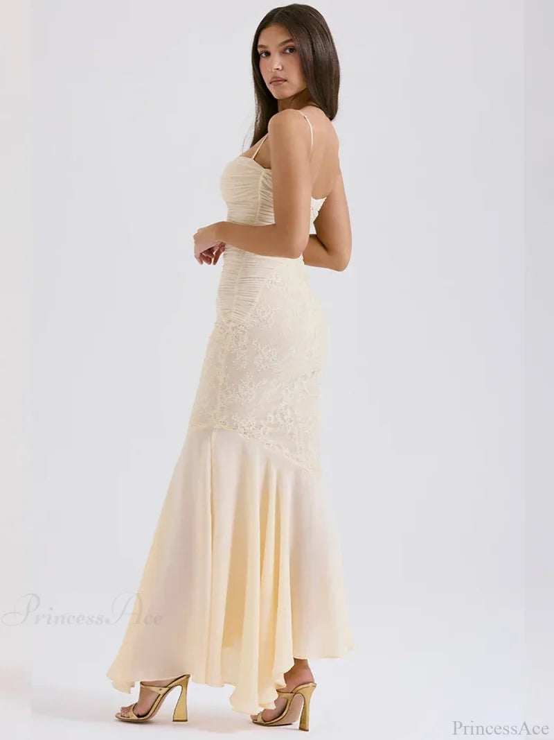 Lace Pleated Slim Bodycon Mermaid Vacation Dress vacationdress-250223