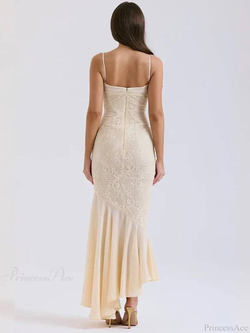 Lace Pleated Slim Bodycon Mermaid Vacation Dress vacationdress-250223