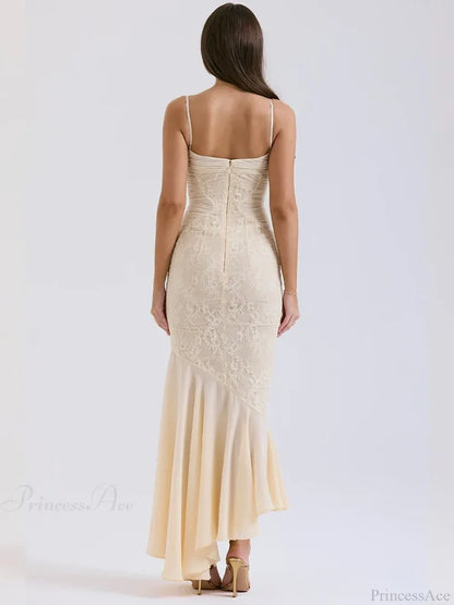Lace Pleated Slim Bodycon Mermaid Vacation Dress vacationdress-250223