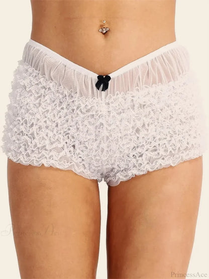 Lace Ruched Bodycon Short white / S short-250223