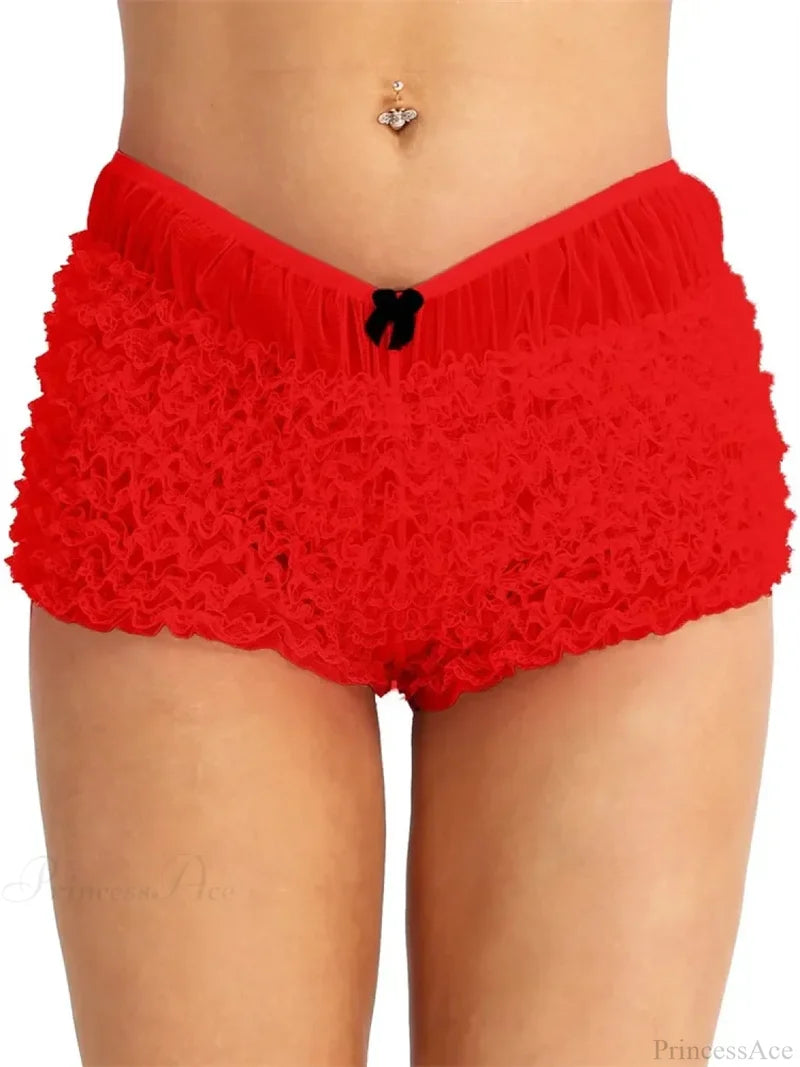 Lace Ruched Bodycon Short red / S short-250223