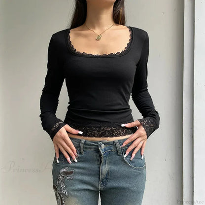 Lace Stitched Knit Top