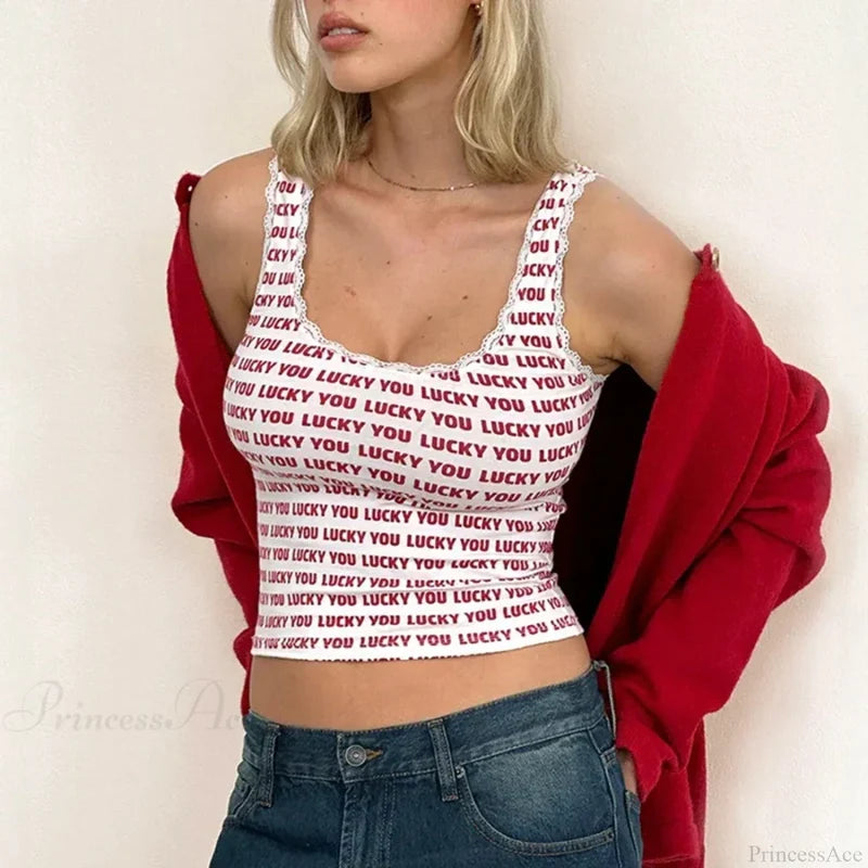 Lace Trim Slim Fit Y2K Summer Floral Sleeveless Casual Basic Crop Top Black / S croptop-250126