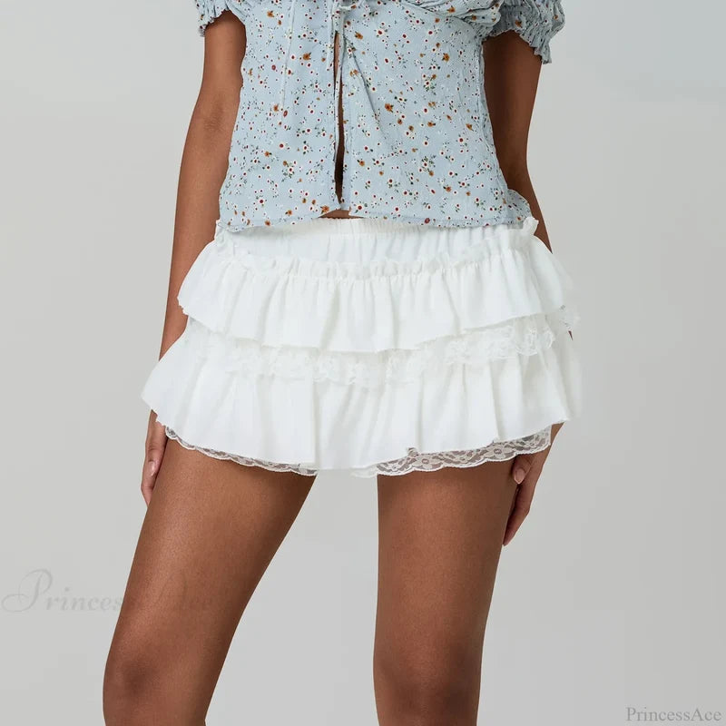 Layered Lace Trim A-Line Skirt skirts-250223