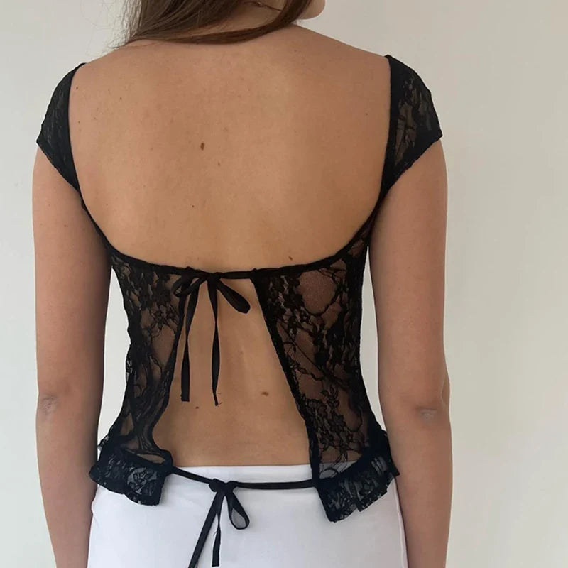 Leopand Mesh Slash Neck Crop Top