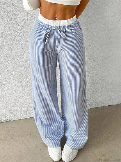 Leopard Drawstring Elastic Waist Loose Winter Pant BLUE / S pant-250223