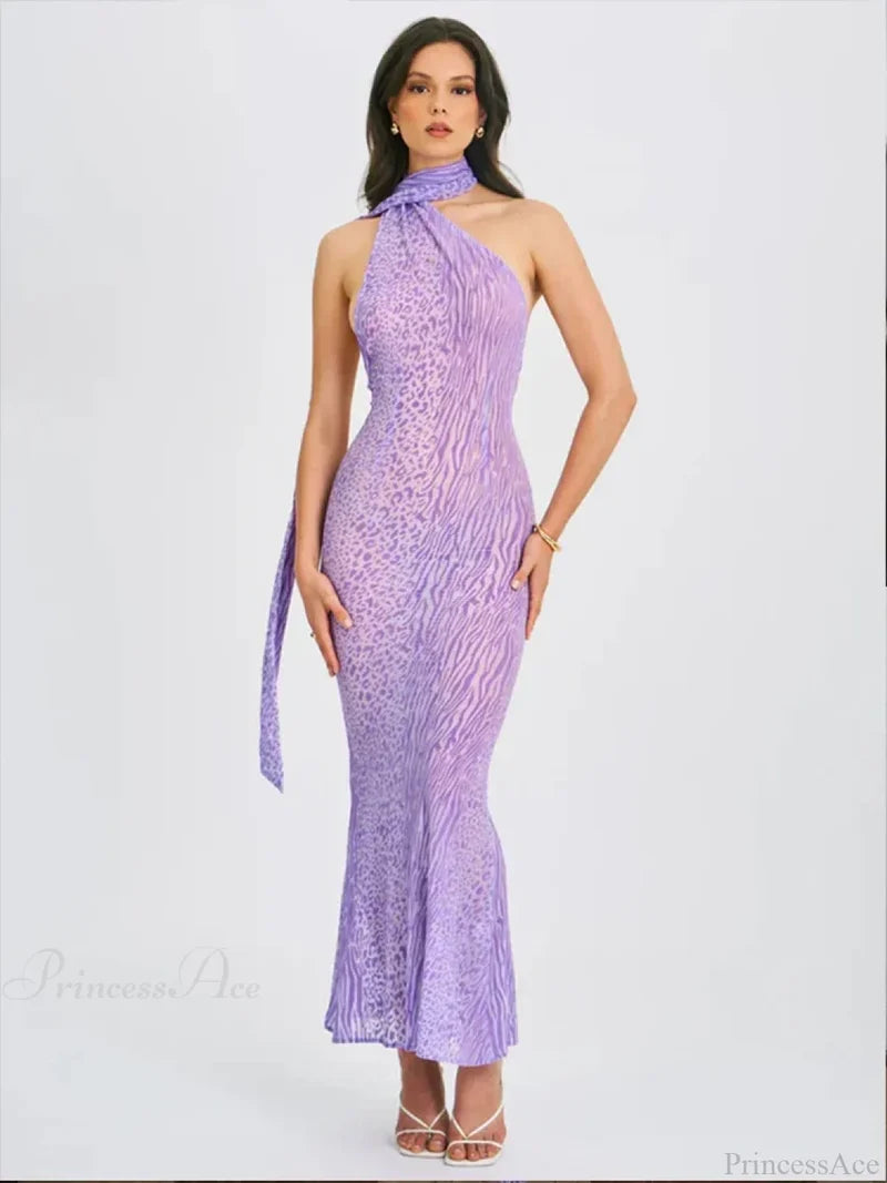 Leopard Print Mesh Vacation Dress Purple / S vacationdress-250223