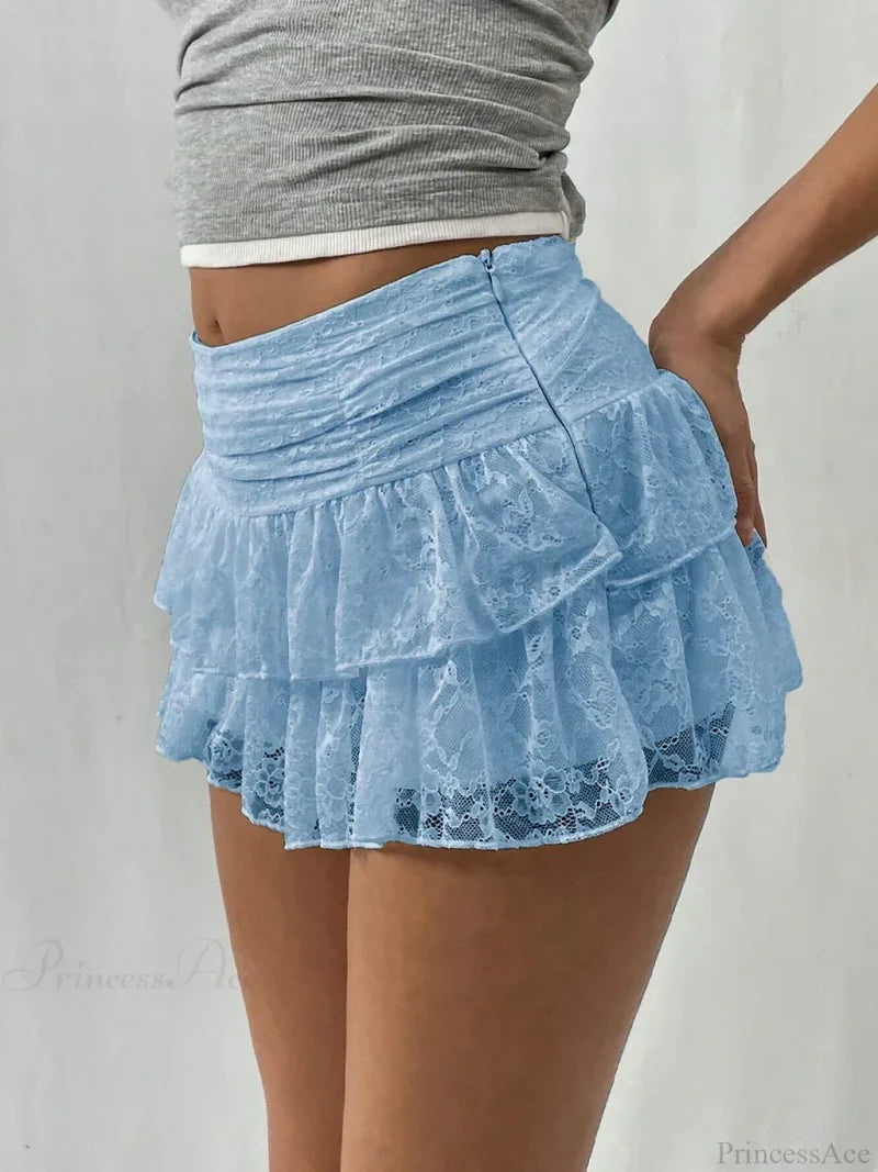 Leopard Tiered Half Slip Skirt Blue / S skirts-250223