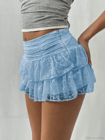 Leopard Tiered Half Slip Skirt Blue / S skirts-250223