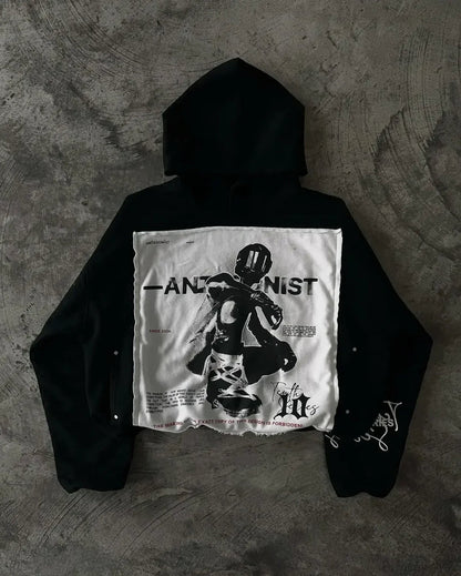 Letter Graphic Oversized Hoodie black 2 / S