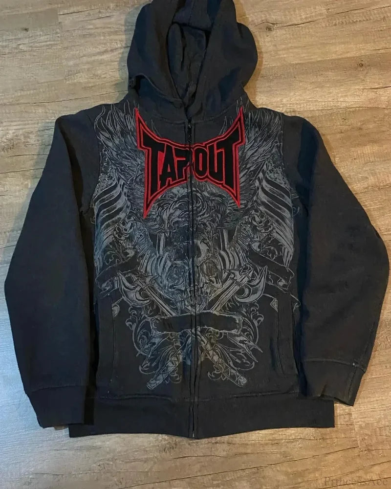 Letter Graphic Retro Hoodie black 2 / S