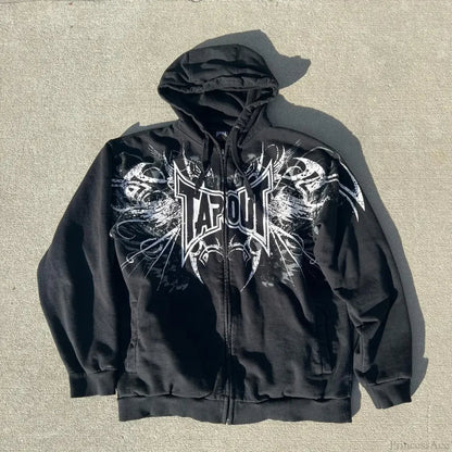Letter Graphic Retro Hoodie black 3 / S